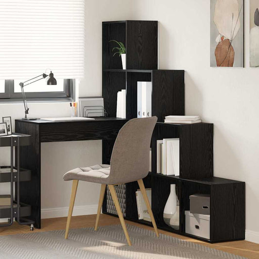 Hoekbureau Zwart Eiken 101,5 x 149,5 x 149,5 cm Bewerkt hout is nu te koop bij PeponiXL, paradijselijk wonen!