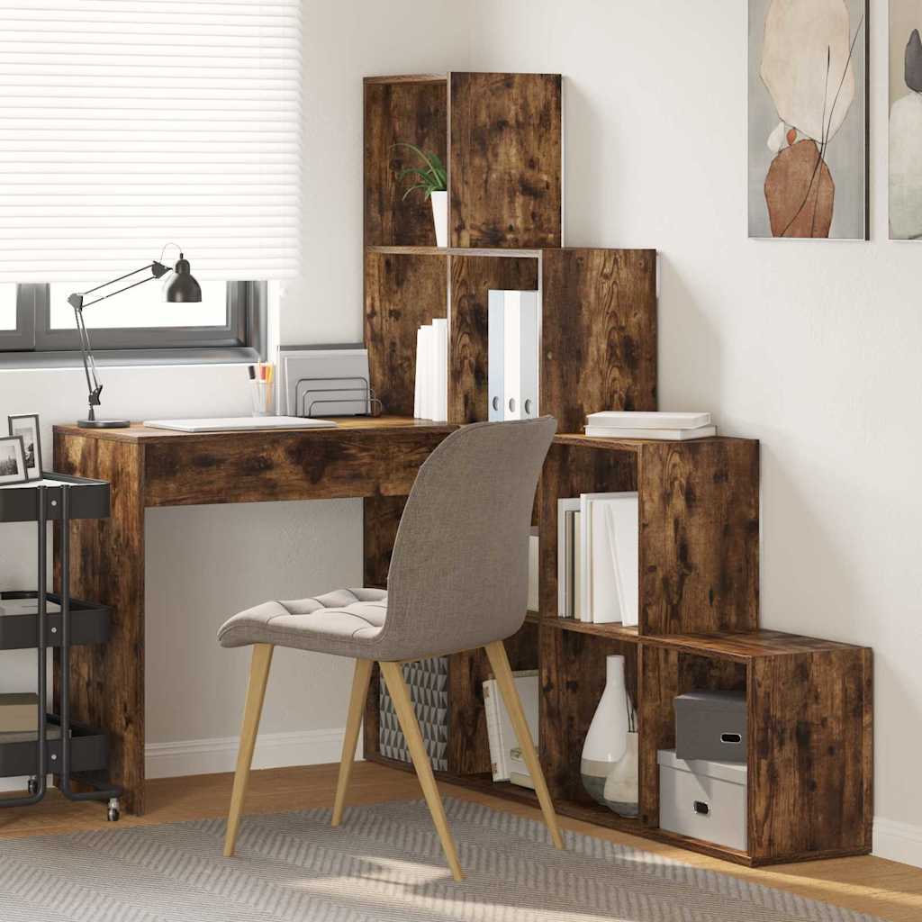 Hoekbureau Gerookt eiken 101,5 x 149,5 x 149,5 cm Bewerkt hout is nu te koop bij PeponiXL, paradijselijk wonen!