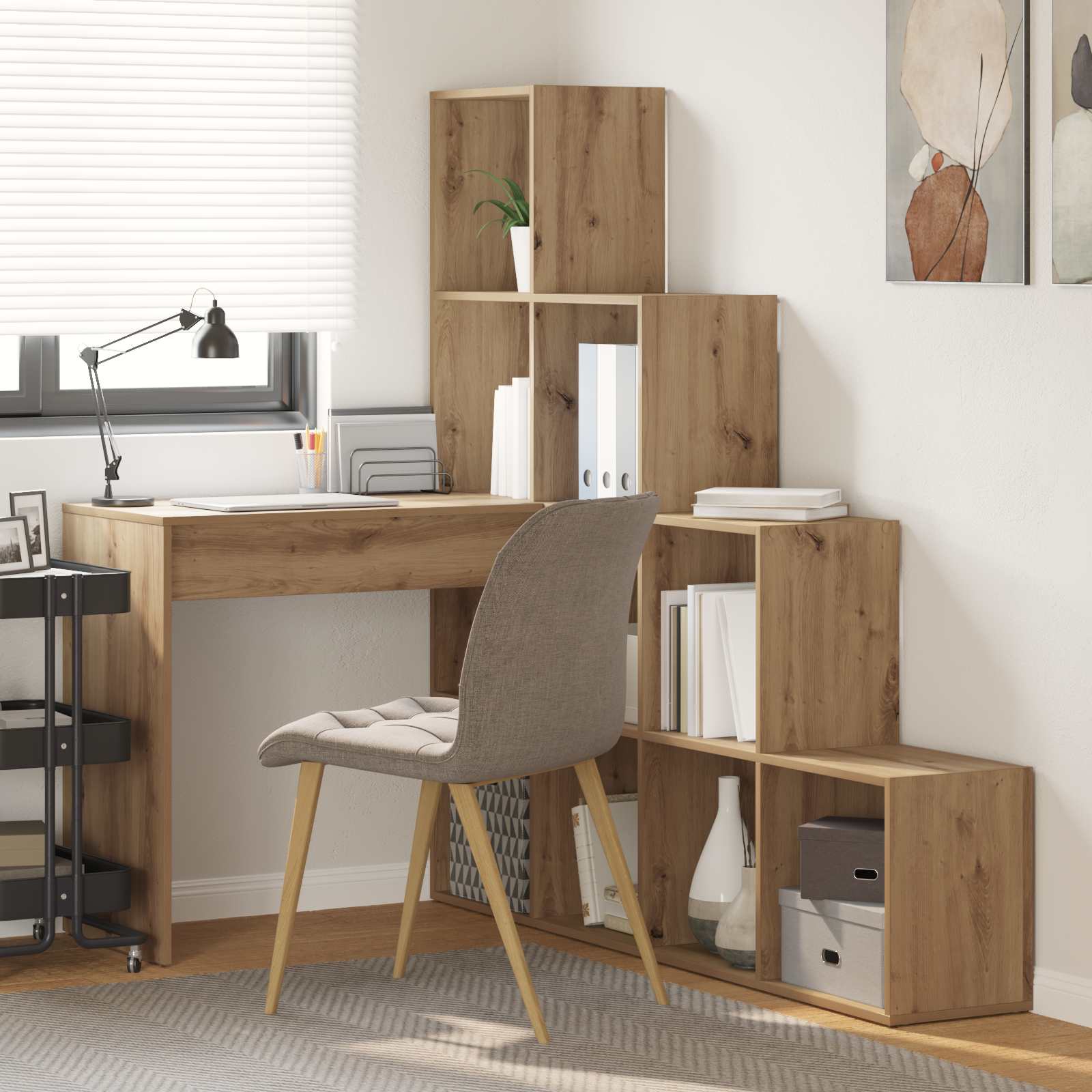 Hoekbureau Artisan Eiken Bewerkt hout 101,5 x 149,5 x 149,5 cm is nu te koop bij PeponiXL, paradijselijk wonen!