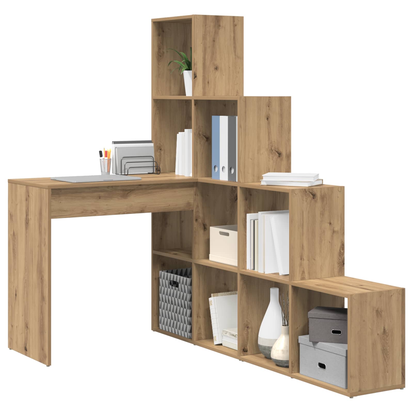 Hoekbureau Artisan Eiken Bewerkt hout 101,5 x 149,5 x 149,5 cm is nu te koop bij PeponiXL, paradijselijk wonen!