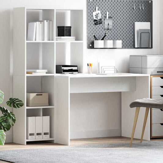 Bureau met plank Wit 138,5 x 55 x 143 cm Bewerkt hout is nu te koop bij PeponiXL, paradijselijk wonen!