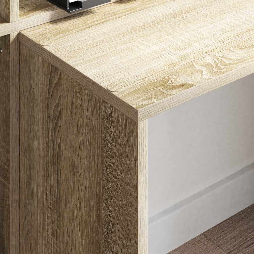Bureau met plank Sonoma Eiken 138,5 x 55 x 143 cm Bewerkt hout is nu te koop bij PeponiXL, paradijselijk wonen!