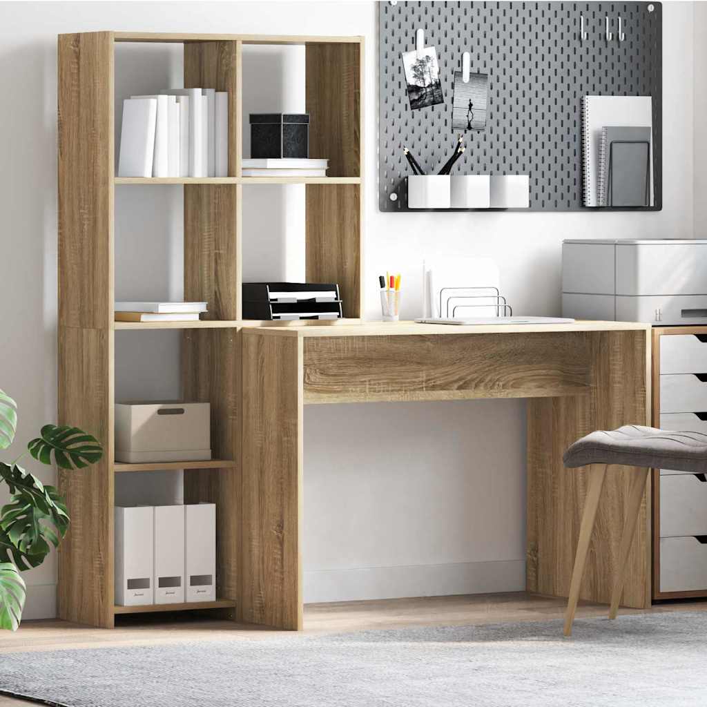 Bureau met plank Sonoma Eiken 138,5 x 55 x 143 cm Bewerkt hout is nu te koop bij PeponiXL, paradijselijk wonen!