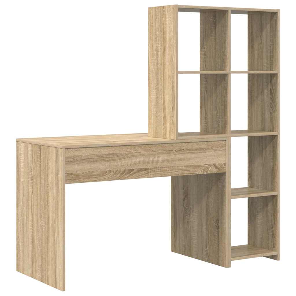 Bureau met plank Sonoma Eiken 138,5 x 55 x 143 cm Bewerkt hout is nu te koop bij PeponiXL, paradijselijk wonen!