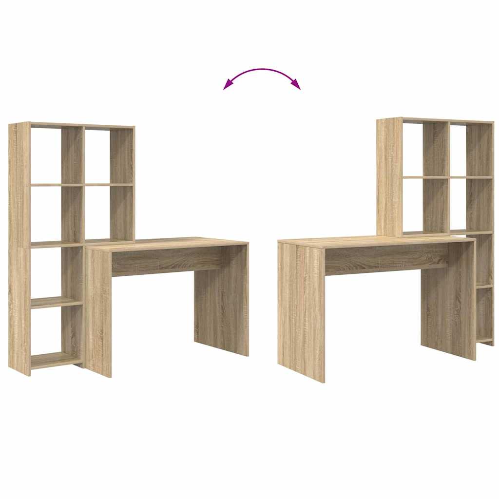 Bureau met plank Sonoma Eiken 138,5 x 55 x 143 cm Bewerkt hout is nu te koop bij PeponiXL, paradijselijk wonen!