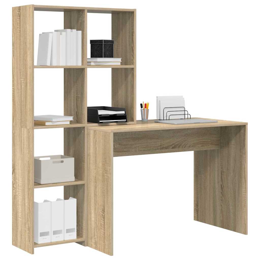 Bureau met plank Sonoma Eiken 138,5 x 55 x 143 cm Bewerkt hout is nu te koop bij PeponiXL, paradijselijk wonen!