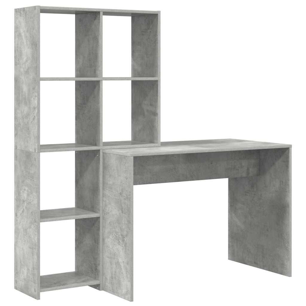 Bureau met plank Beton Grijs 138,5 x 55 x 143 cm Bewerkt hout is nu te koop bij PeponiXL, paradijselijk wonen!