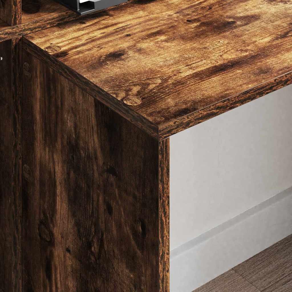 Bureau met plank Gerookt eiken 138,5 x 55 x 143 cm Bewerkt hout is nu te koop bij PeponiXL, paradijselijk wonen!