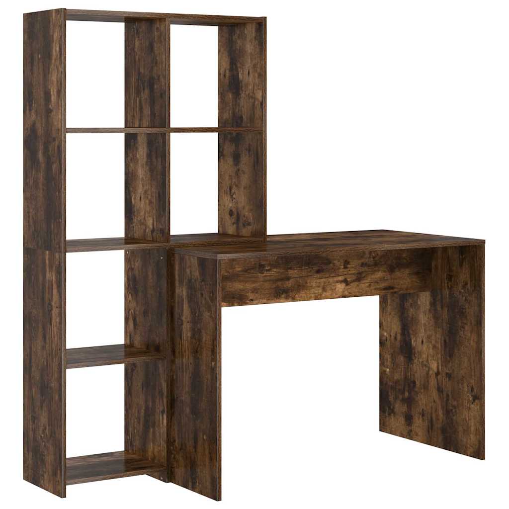 Bureau met plank Gerookt eiken 138,5 x 55 x 143 cm Bewerkt hout is nu te koop bij PeponiXL, paradijselijk wonen!