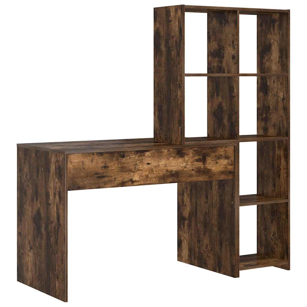 Bureau met plank Gerookt eiken 138,5 x 55 x 143 cm Bewerkt hout is nu te koop bij PeponiXL, paradijselijk wonen!