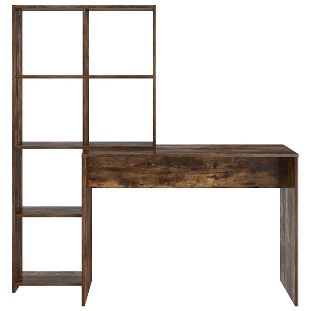 Bureau met plank Gerookt eiken 138,5 x 55 x 143 cm Bewerkt hout is nu te koop bij PeponiXL, paradijselijk wonen!