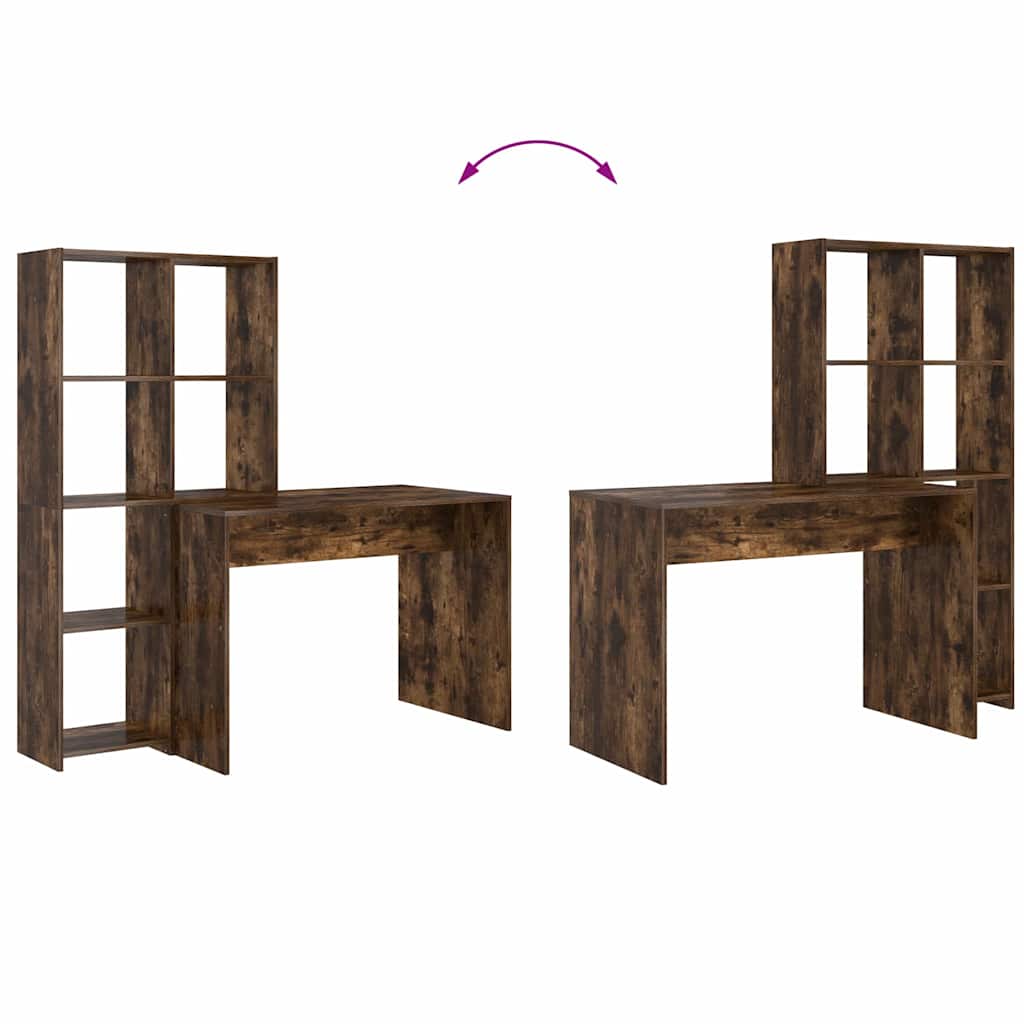 Bureau met plank Gerookt eiken 138,5 x 55 x 143 cm Bewerkt hout is nu te koop bij PeponiXL, paradijselijk wonen!
