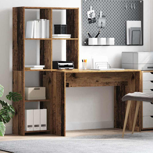 Bureau met plank Oud Hout 138,5 x 55 x 143 cm Bewerkt hout is nu te koop bij PeponiXL, paradijselijk wonen!