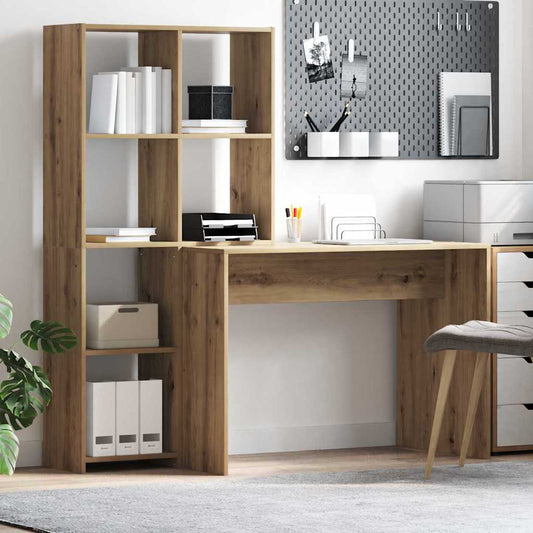 Bureau met plank Artisan Eiken 138,5 x 55 x 143 cm Bewerkt hout is nu te koop bij PeponiXL, paradijselijk wonen!