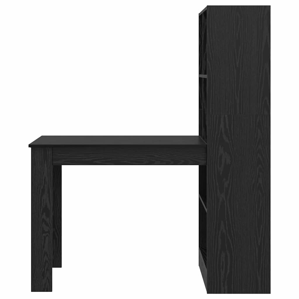 Bureau met plank Zwart Eiken 122 x 67 x 145 cm Bewerkt hout is nu te koop bij PeponiXL, paradijselijk wonen!