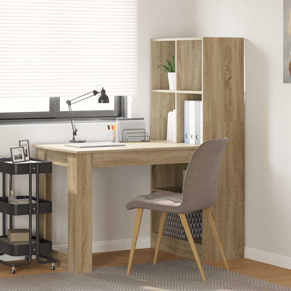 Bureau met plank Sonoma Eiken 122 x 67 x 145 cm Bewerkt hout is nu te koop bij PeponiXL, paradijselijk wonen!