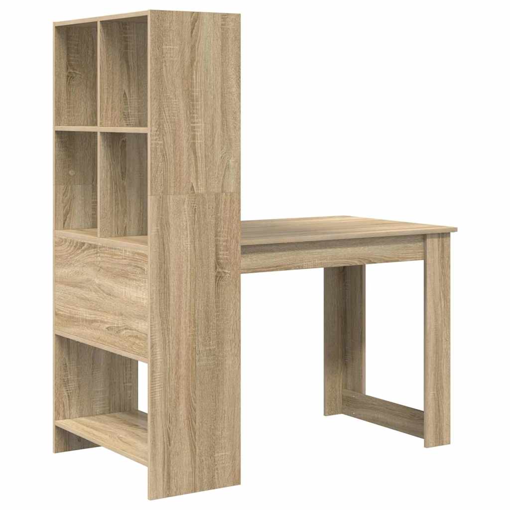Bureau met plank Sonoma Eiken 122 x 67 x 145 cm Bewerkt hout is nu te koop bij PeponiXL, paradijselijk wonen!