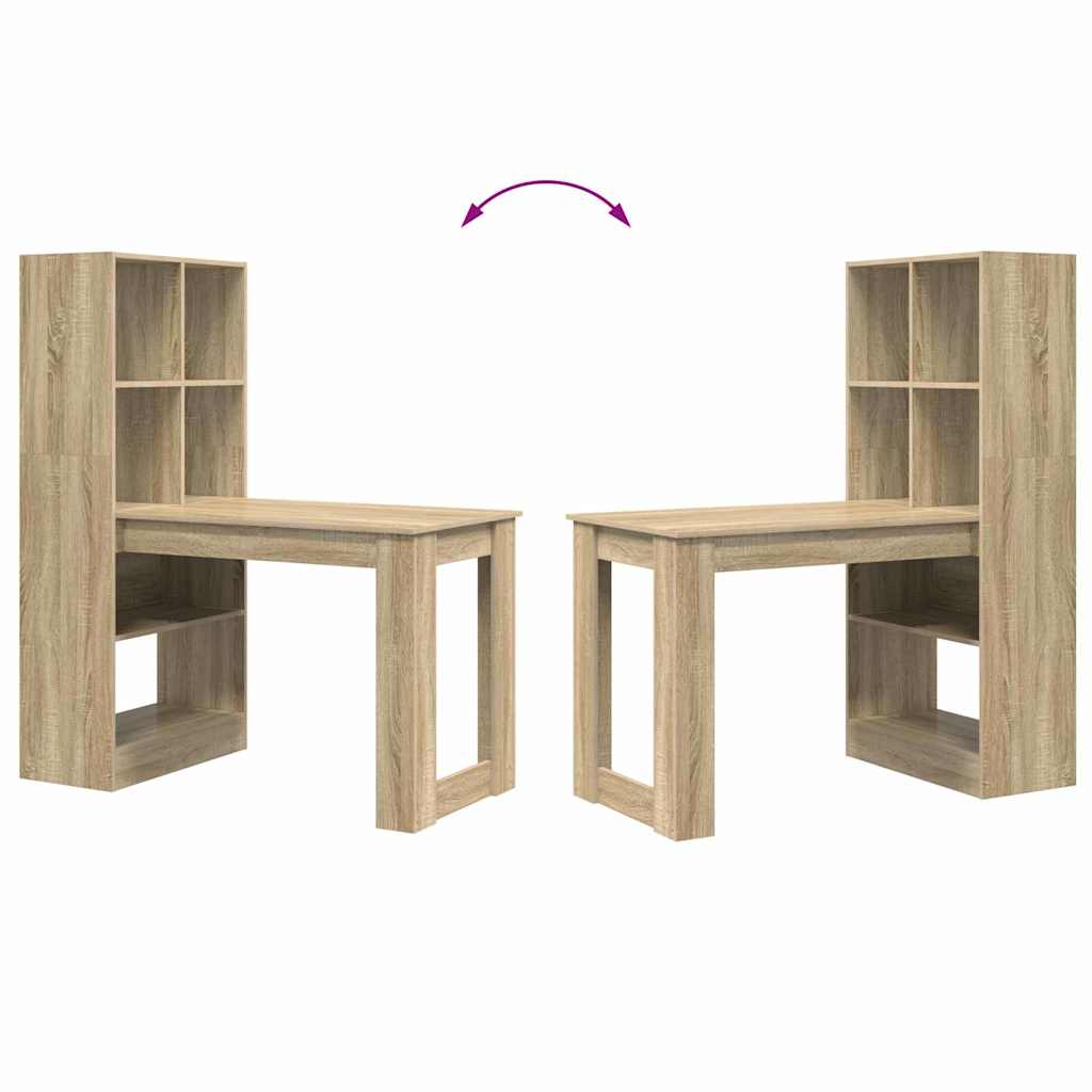 Bureau met plank Sonoma Eiken 122 x 67 x 145 cm Bewerkt hout is nu te koop bij PeponiXL, paradijselijk wonen!