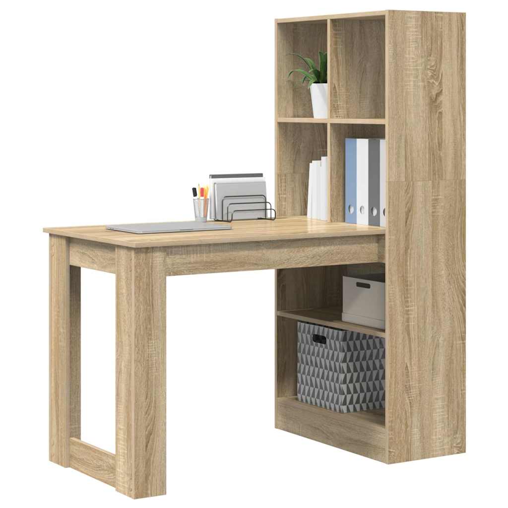 Bureau met plank Sonoma Eiken 122 x 67 x 145 cm Bewerkt hout is nu te koop bij PeponiXL, paradijselijk wonen!