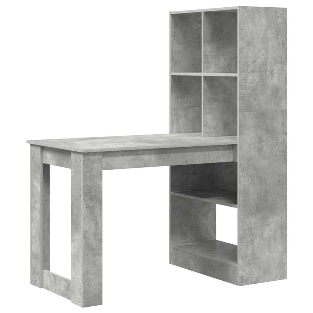 Bureau met plank Beton Grijs 122 x 67 x 145 cm Bewerkt hout is nu te koop bij PeponiXL, paradijselijk wonen!