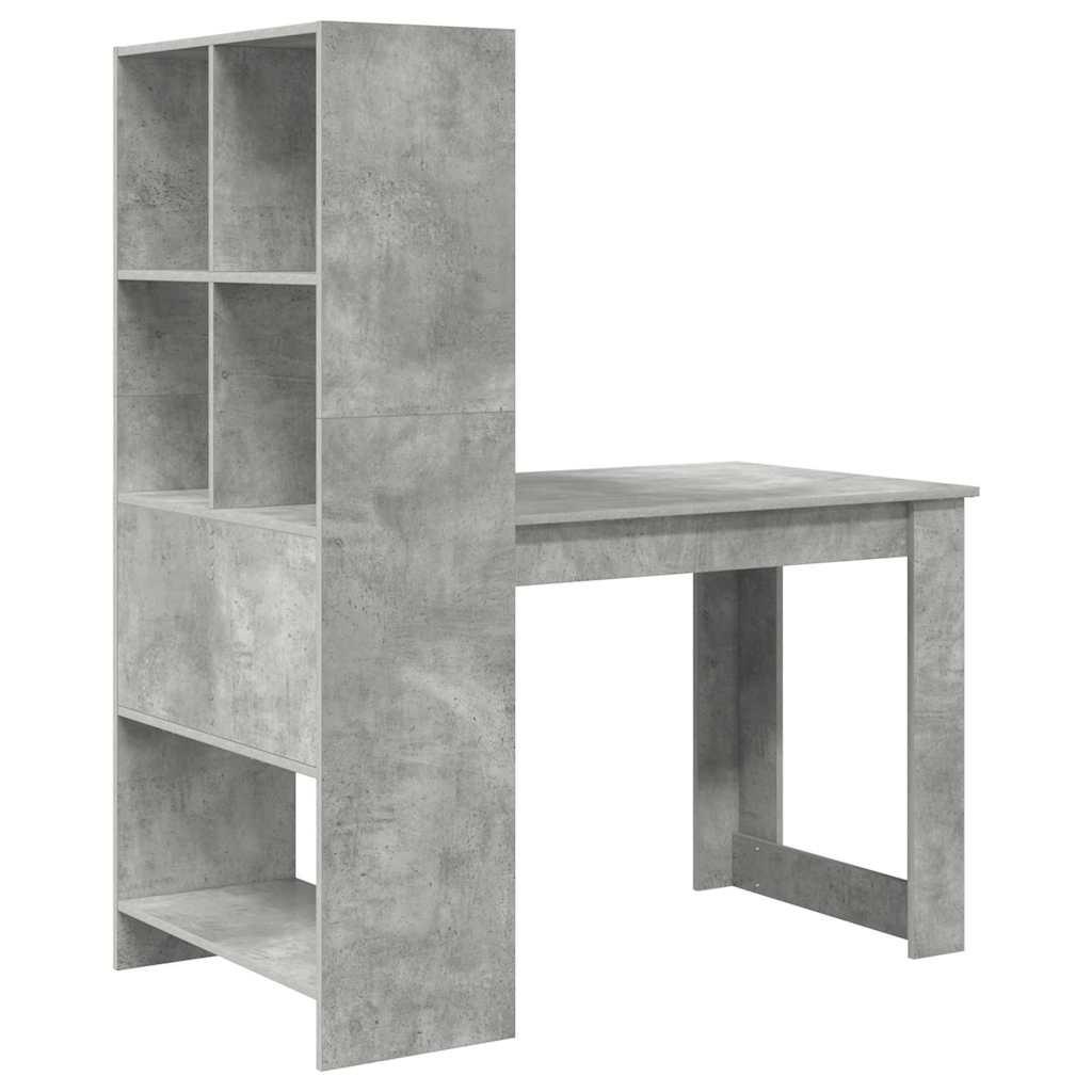 Bureau met plank Beton Grijs 122 x 67 x 145 cm Bewerkt hout is nu te koop bij PeponiXL, paradijselijk wonen!