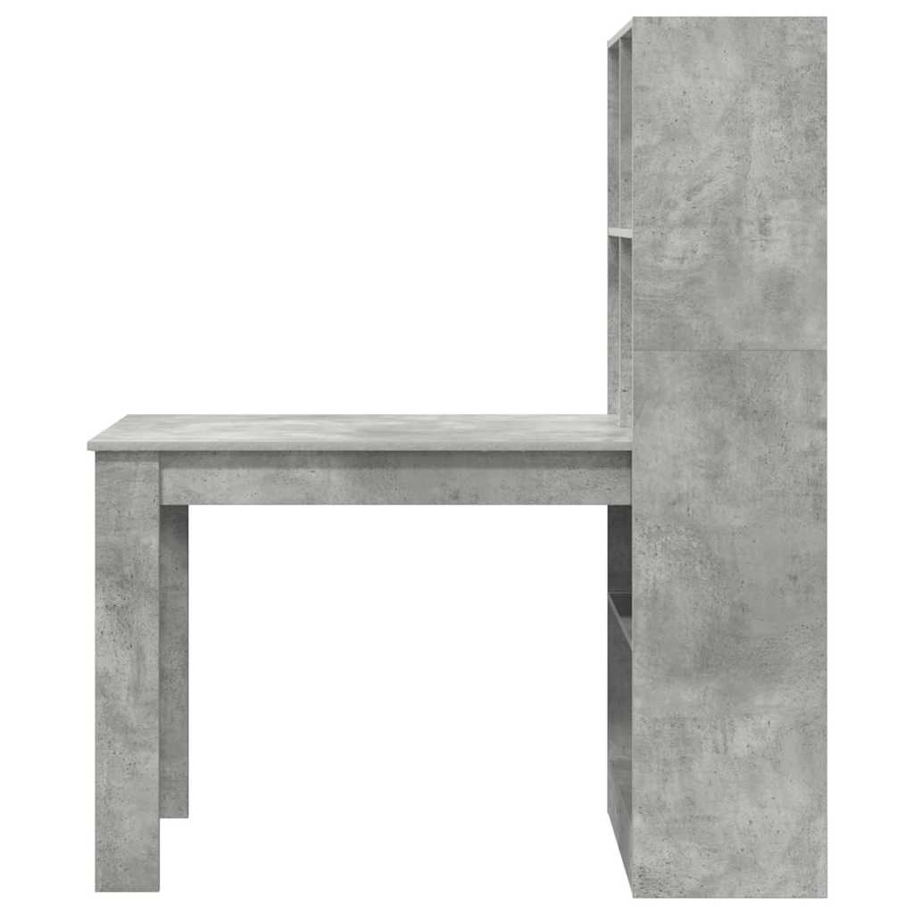 Bureau met plank Beton Grijs 122 x 67 x 145 cm Bewerkt hout is nu te koop bij PeponiXL, paradijselijk wonen!