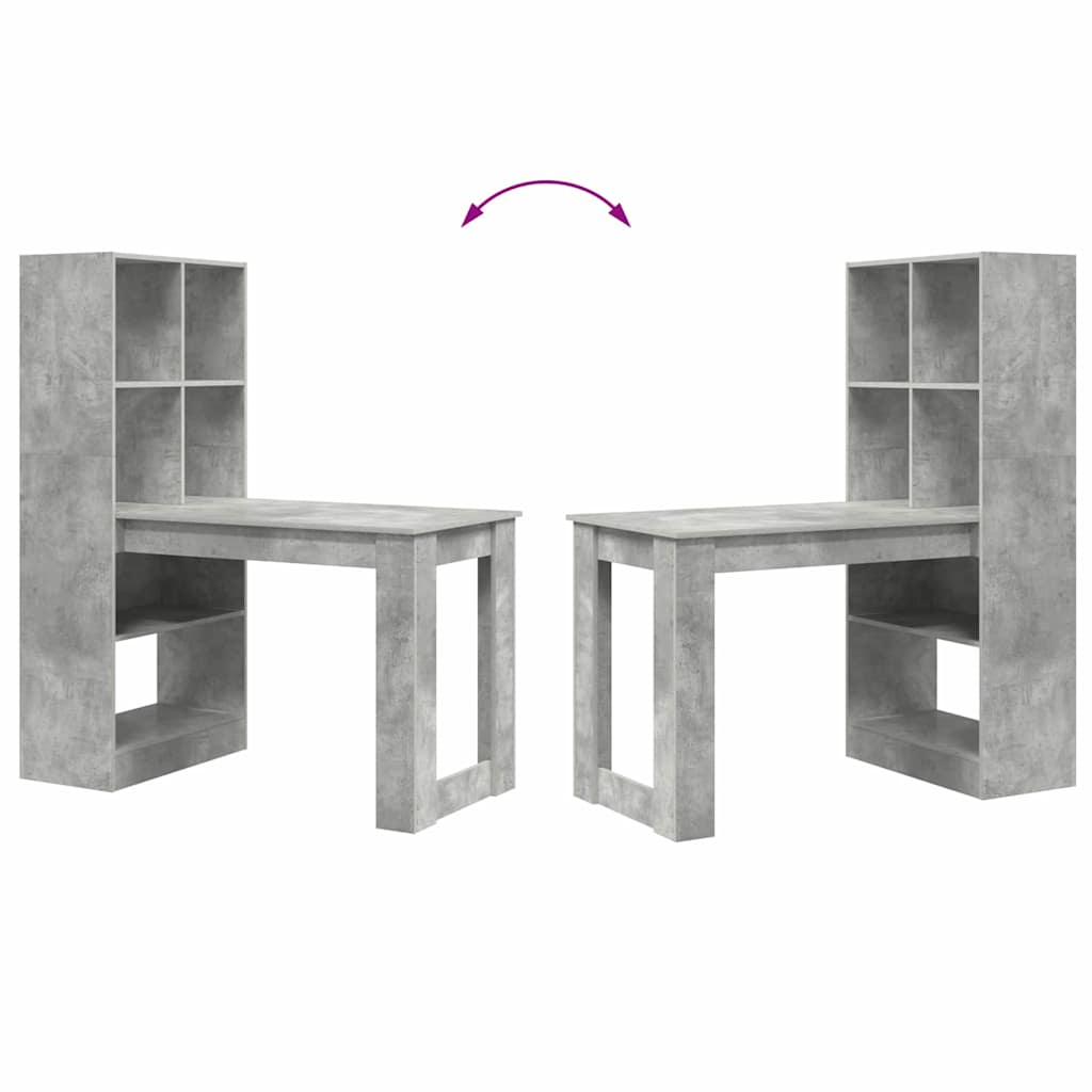 Bureau met plank Beton Grijs 122 x 67 x 145 cm Bewerkt hout is nu te koop bij PeponiXL, paradijselijk wonen!