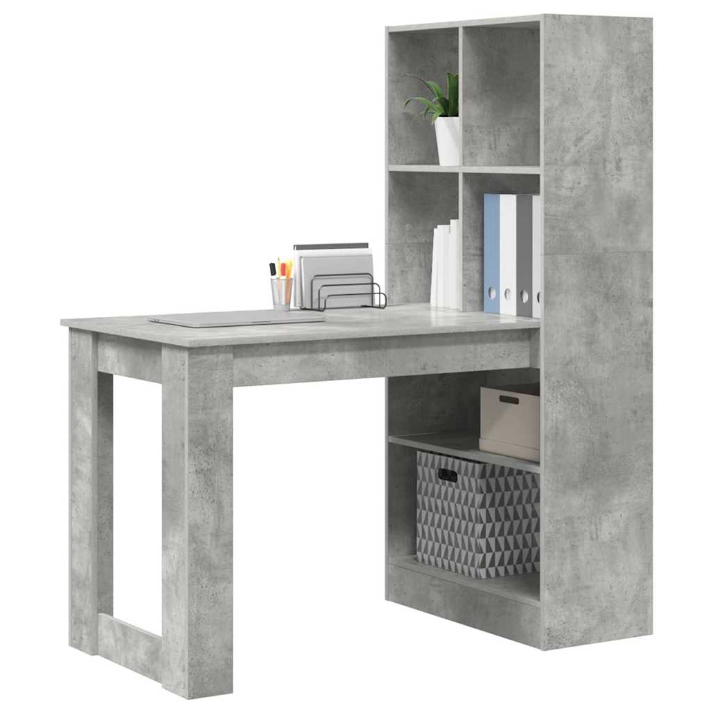 Bureau met plank Beton Grijs 122 x 67 x 145 cm Bewerkt hout is nu te koop bij PeponiXL, paradijselijk wonen!