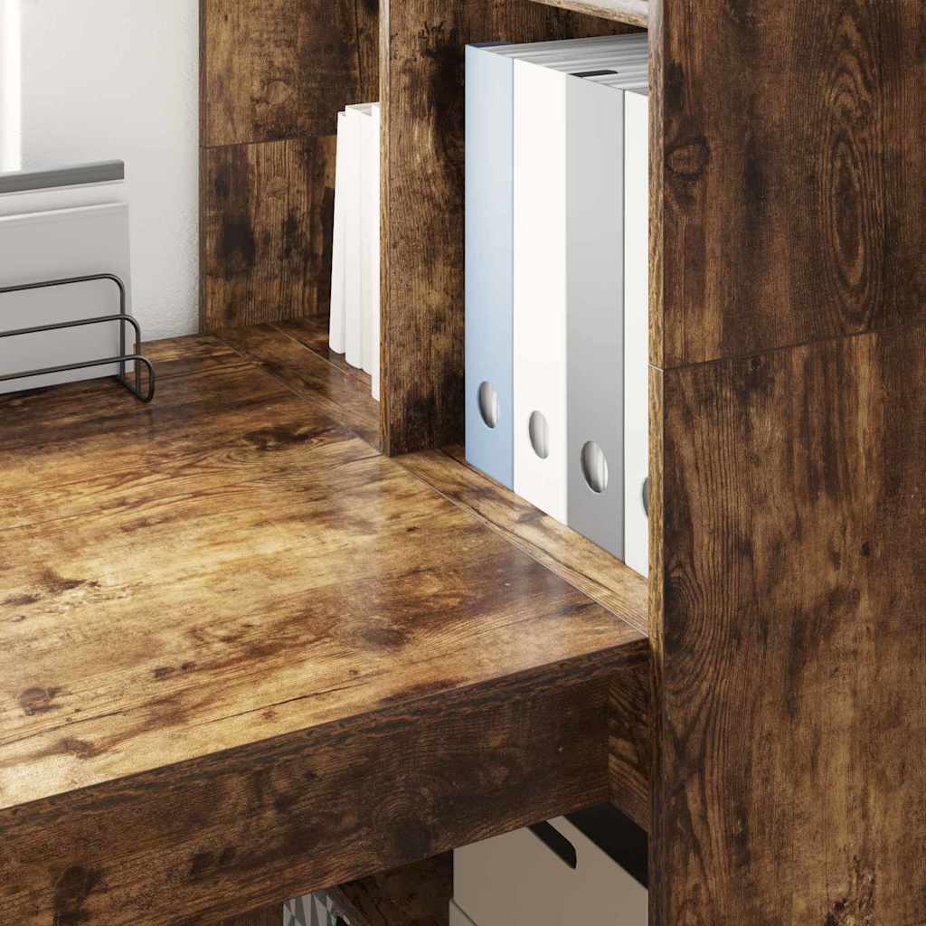 Bureau met plank Gerookt eiken 122 x 67 x 145 cm Bewerkt hout is nu te koop bij PeponiXL, paradijselijk wonen!