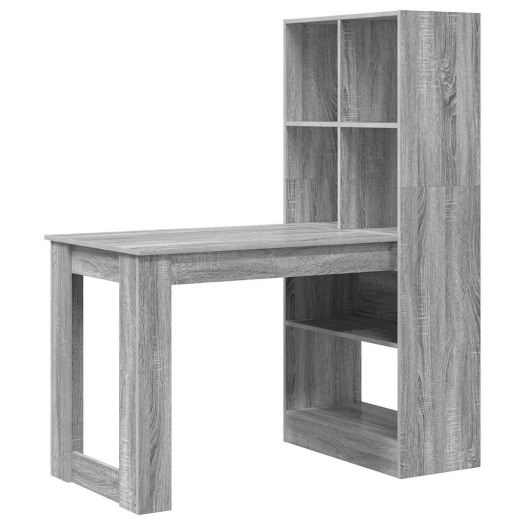 Bureau met plank Grijs Sonoma 122 x 67 x 145 cm Bewerkt hout is nu te koop bij PeponiXL, paradijselijk wonen!