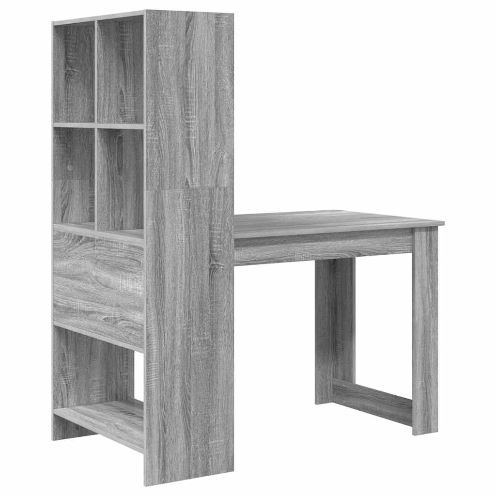 Bureau met plank Grijs Sonoma 122 x 67 x 145 cm Bewerkt hout is nu te koop bij PeponiXL, paradijselijk wonen!