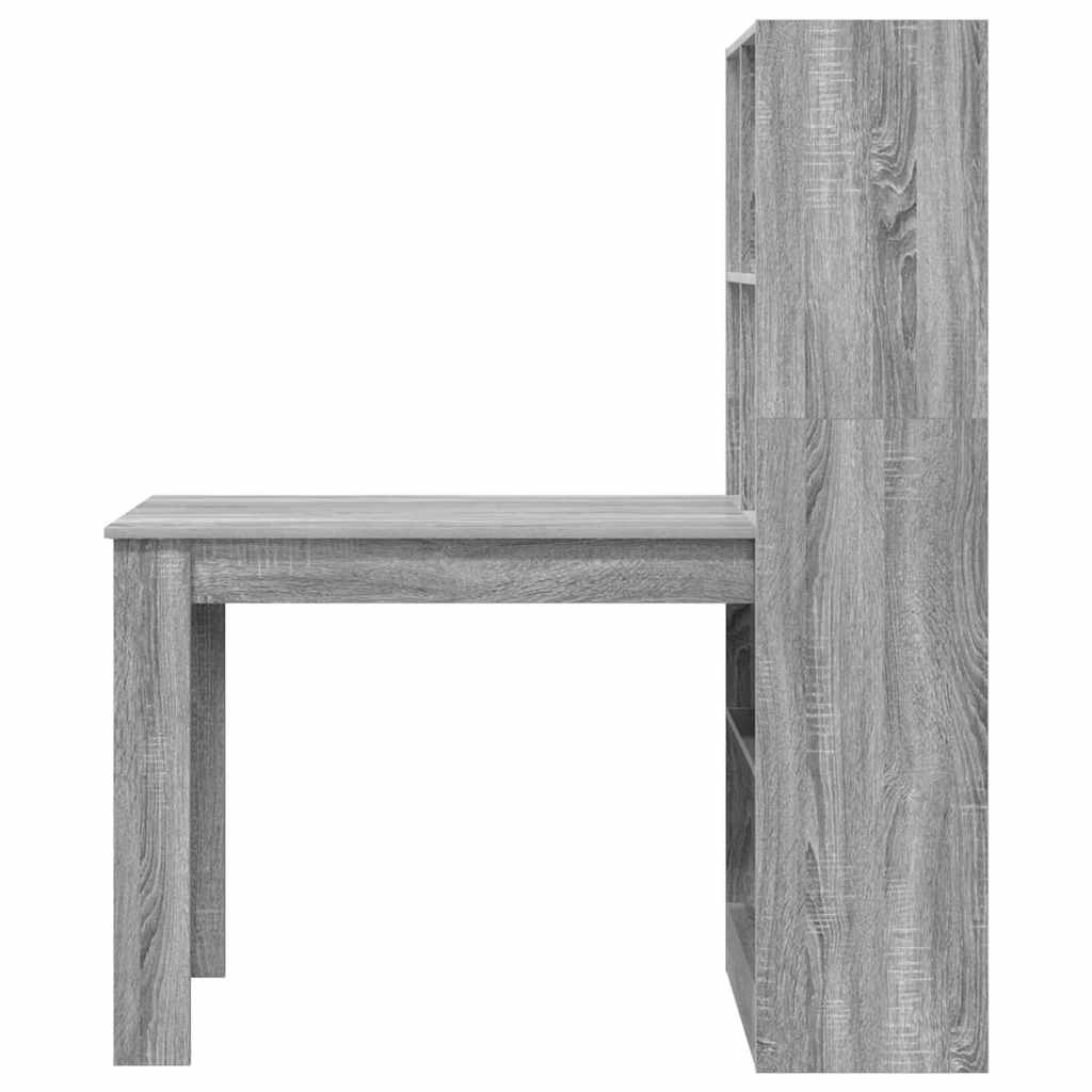 Bureau met plank Grijs Sonoma 122 x 67 x 145 cm Bewerkt hout is nu te koop bij PeponiXL, paradijselijk wonen!