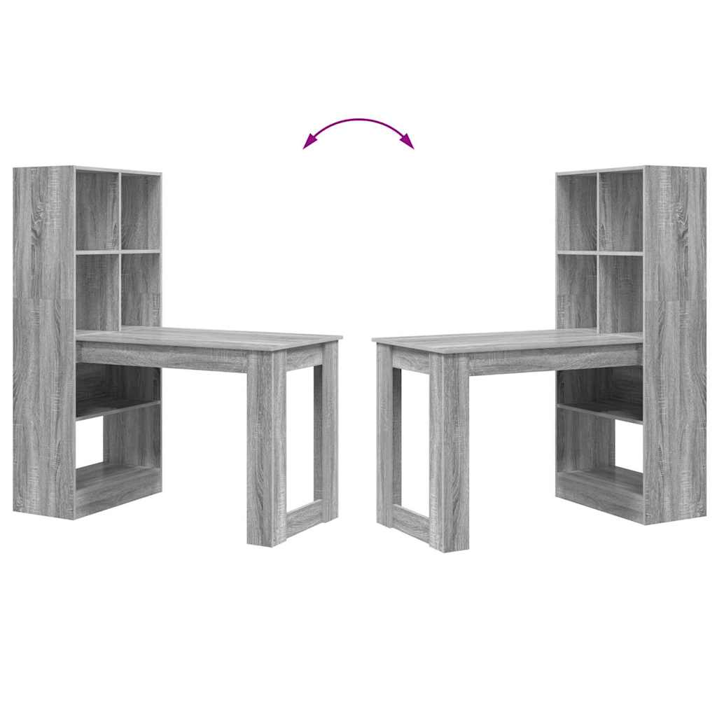 Bureau met plank Grijs Sonoma 122 x 67 x 145 cm Bewerkt hout is nu te koop bij PeponiXL, paradijselijk wonen!