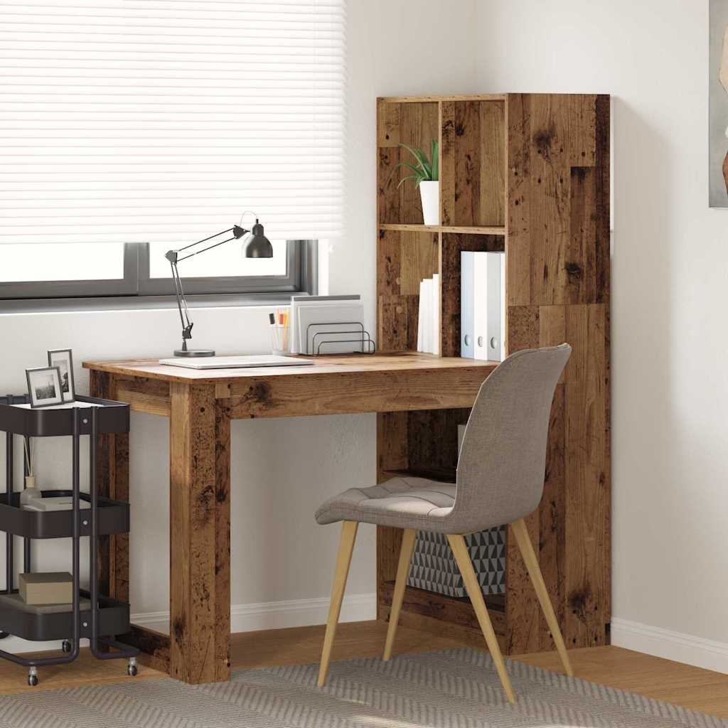 Bureau met plank Oud Hout 122 x 67 x 145 cm Bewerkt hout is nu te koop bij PeponiXL, paradijselijk wonen!