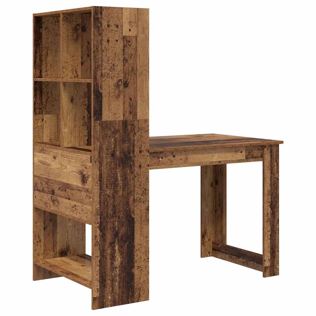 Bureau met plank Oud Hout 122 x 67 x 145 cm Bewerkt hout is nu te koop bij PeponiXL, paradijselijk wonen!