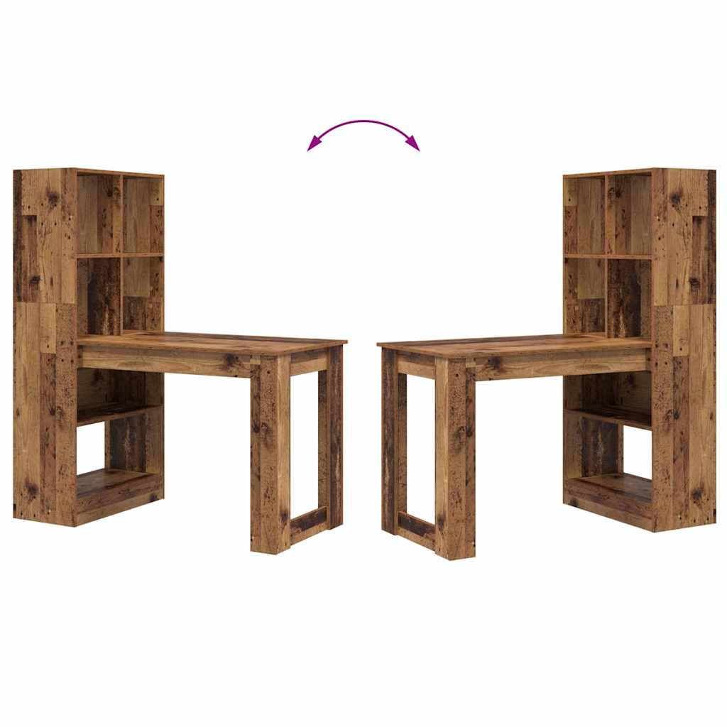 Bureau met plank Oud Hout 122 x 67 x 145 cm Bewerkt hout is nu te koop bij PeponiXL, paradijselijk wonen!