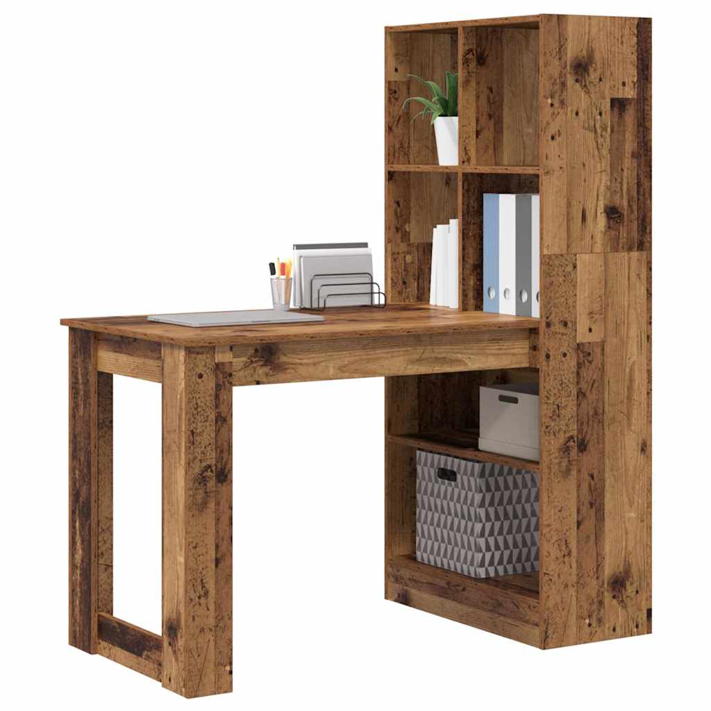 Bureau met plank Oud Hout 122 x 67 x 145 cm Bewerkt hout is nu te koop bij PeponiXL, paradijselijk wonen!
