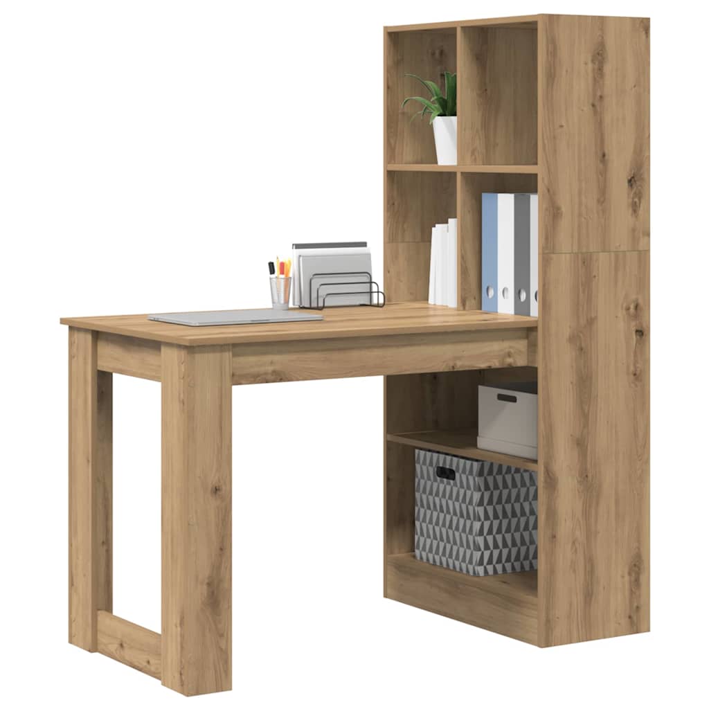 Bureau met plank Artisan Eiken 122 x 67 x 145 cm Bewerkt hout is nu te koop bij PeponiXL, paradijselijk wonen!
