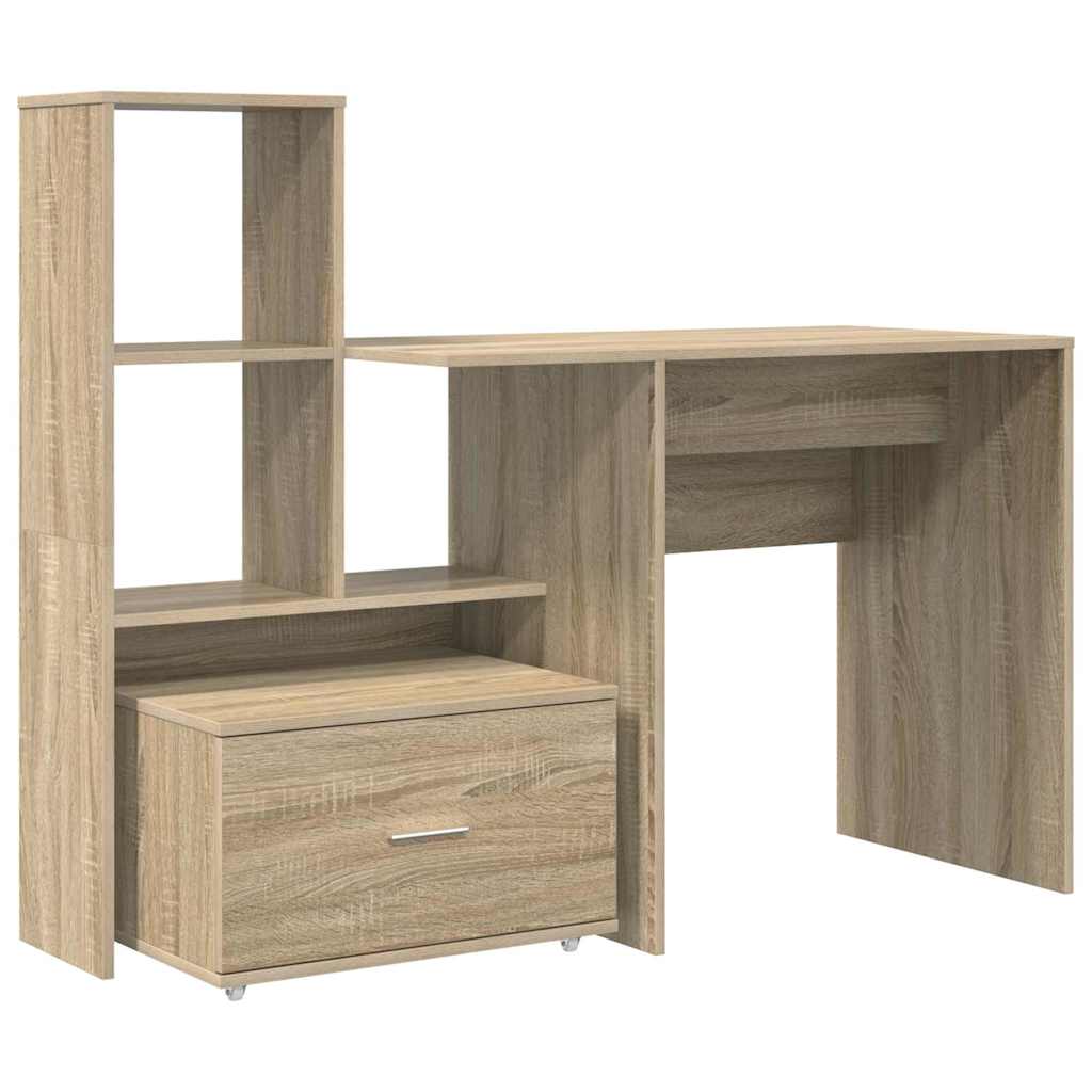 Bureau met lade Sonoma Eiken 131,5 x 50 x 106,5 cm Bewerkt hout is nu te koop bij PeponiXL, paradijselijk wonen!