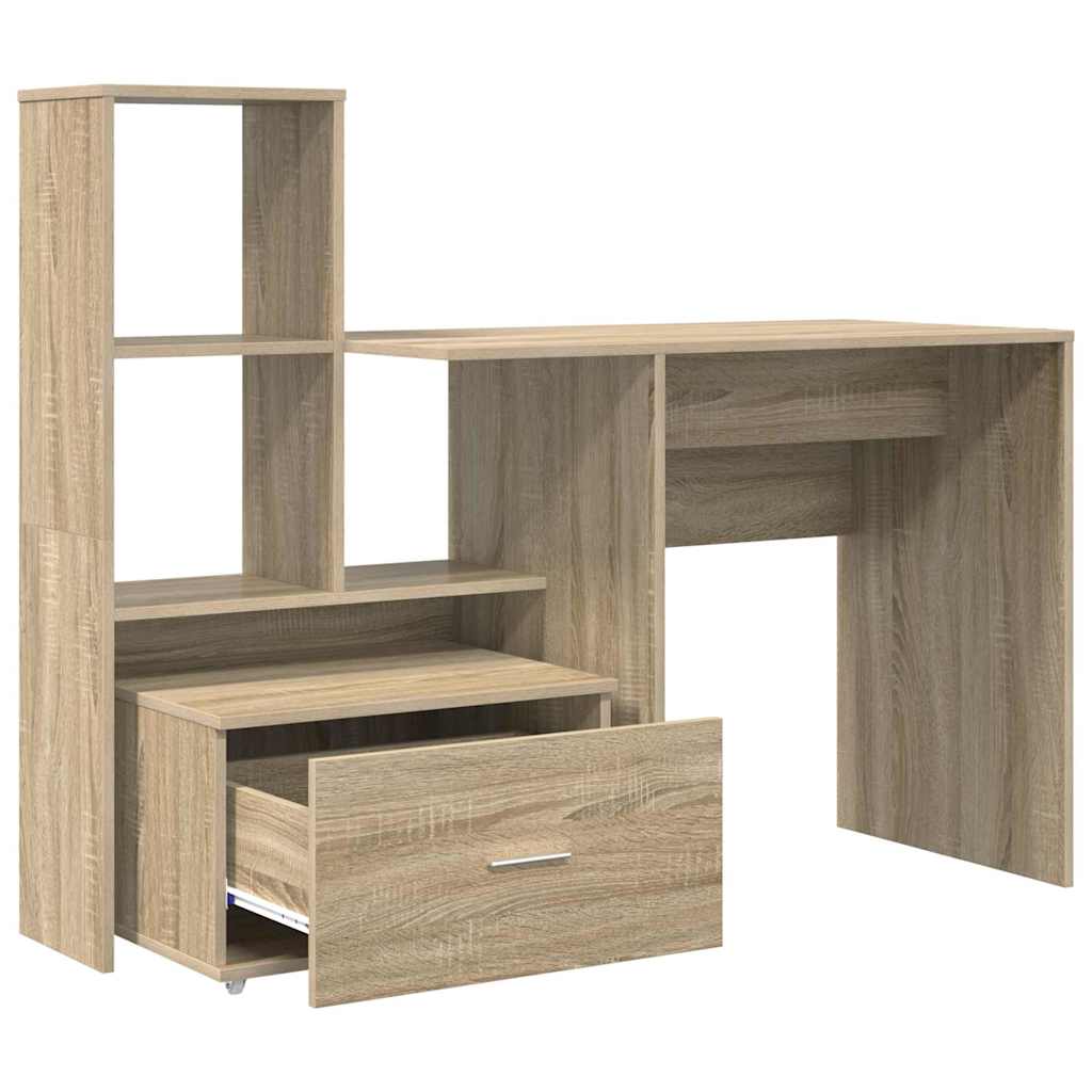 Bureau met lade Sonoma Eiken 131,5 x 50 x 106,5 cm Bewerkt hout is nu te koop bij PeponiXL, paradijselijk wonen!