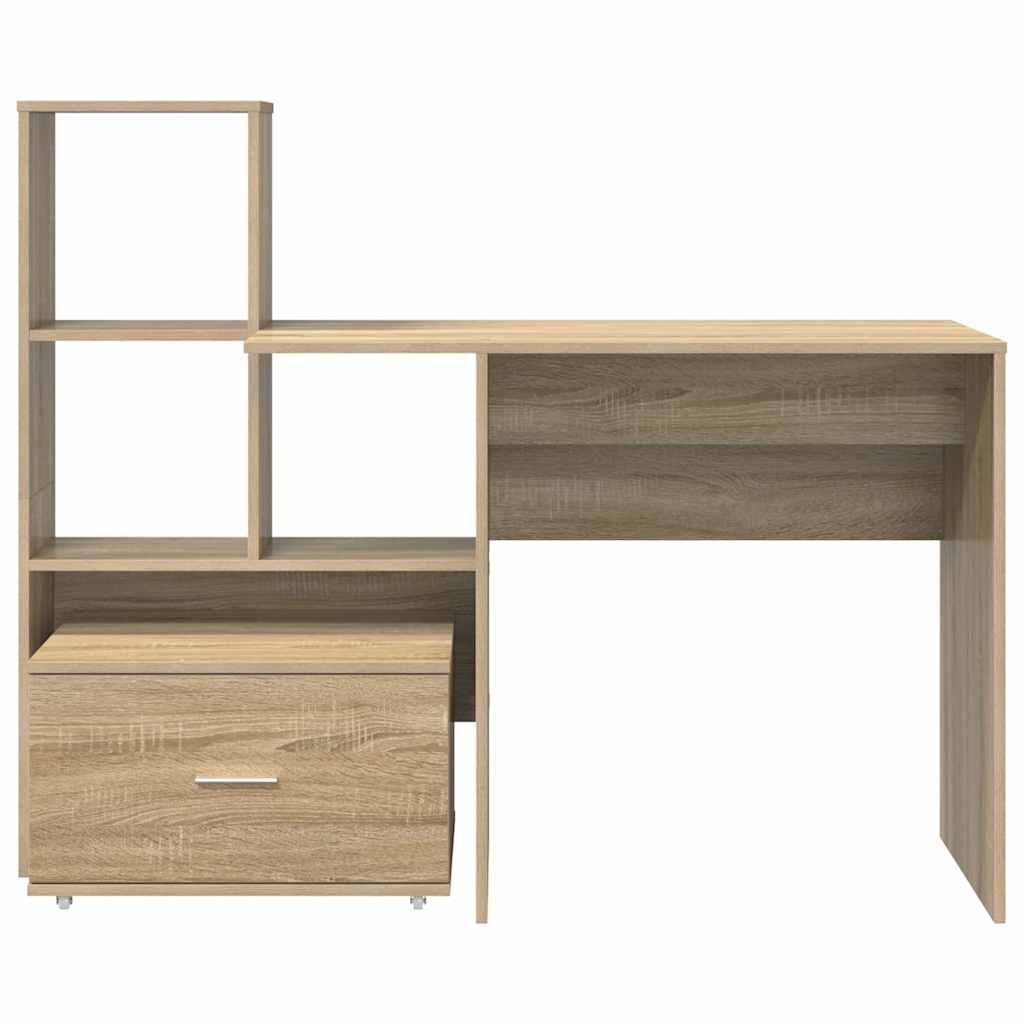 Bureau met lade Sonoma Eiken 131,5 x 50 x 106,5 cm Bewerkt hout is nu te koop bij PeponiXL, paradijselijk wonen!