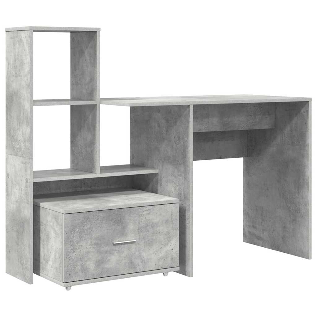 Bureau met lade Beton Grijs 131,5 x 50 x 106,5 cm Bewerkt hout is nu te koop bij PeponiXL, paradijselijk wonen!