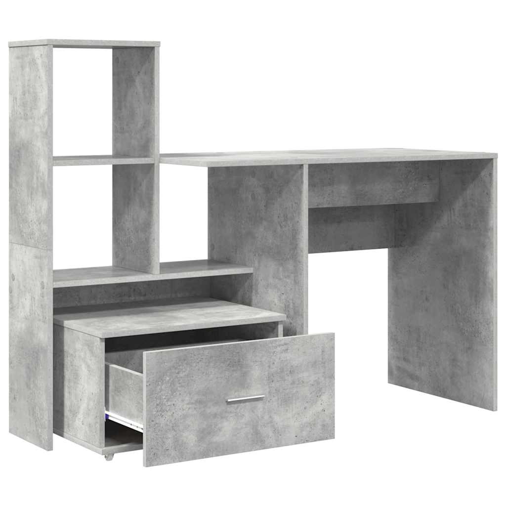 Bureau met lade Beton Grijs 131,5 x 50 x 106,5 cm Bewerkt hout is nu te koop bij PeponiXL, paradijselijk wonen!