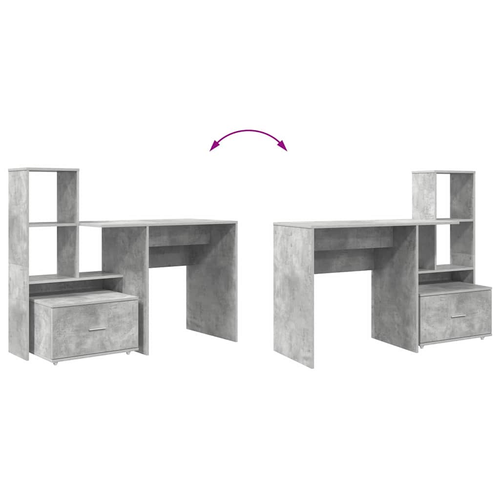 Bureau met lade Beton Grijs 131,5 x 50 x 106,5 cm Bewerkt hout is nu te koop bij PeponiXL, paradijselijk wonen!