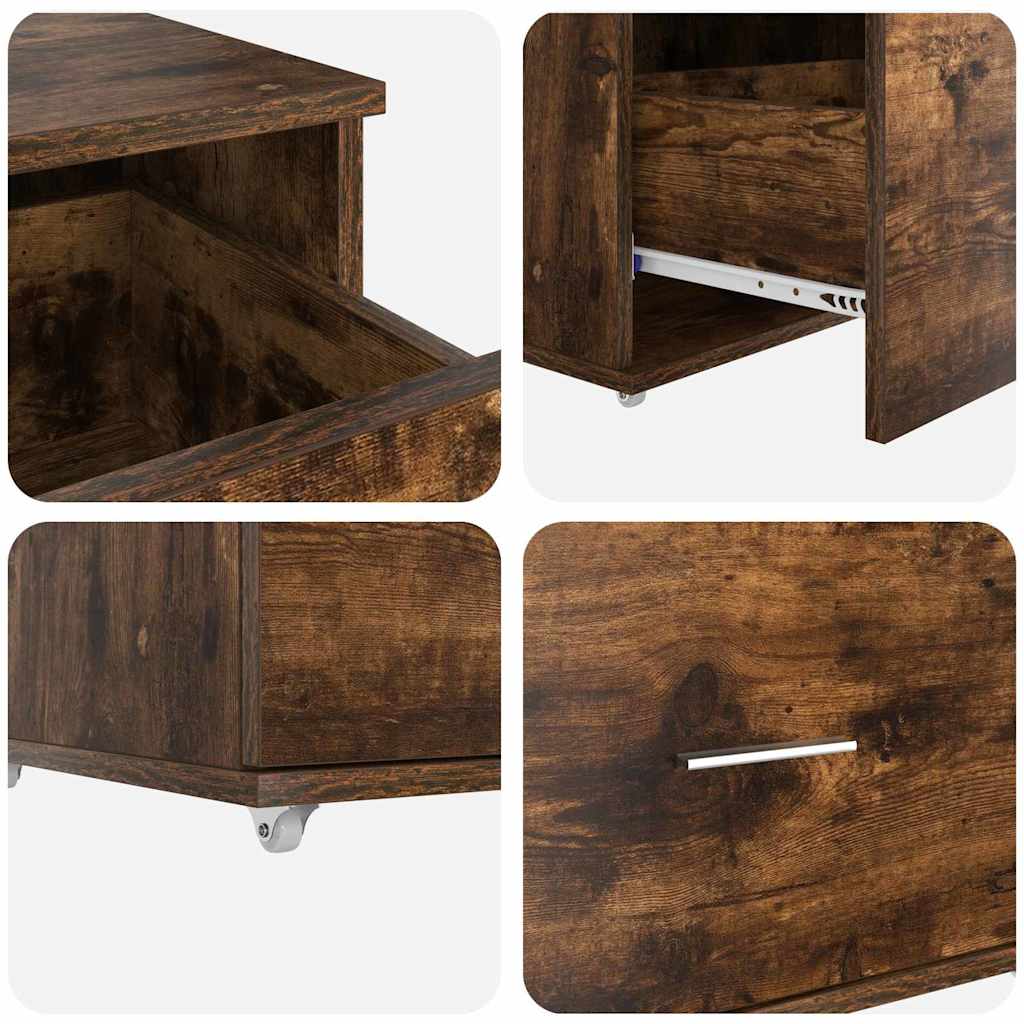 Bureau Gerookt eiken 131,5 x 50 x 106,5 cm Bewerkt hout is nu te koop bij PeponiXL, paradijselijk wonen!
