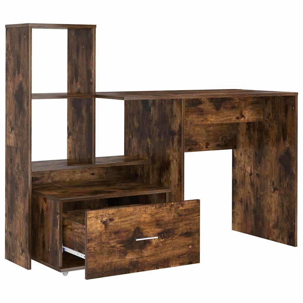 Bureau Gerookt eiken 131,5 x 50 x 106,5 cm Bewerkt hout is nu te koop bij PeponiXL, paradijselijk wonen!