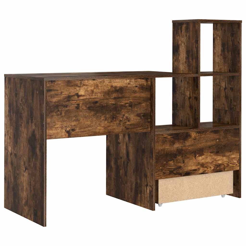 Bureau Gerookt eiken 131,5 x 50 x 106,5 cm Bewerkt hout is nu te koop bij PeponiXL, paradijselijk wonen!