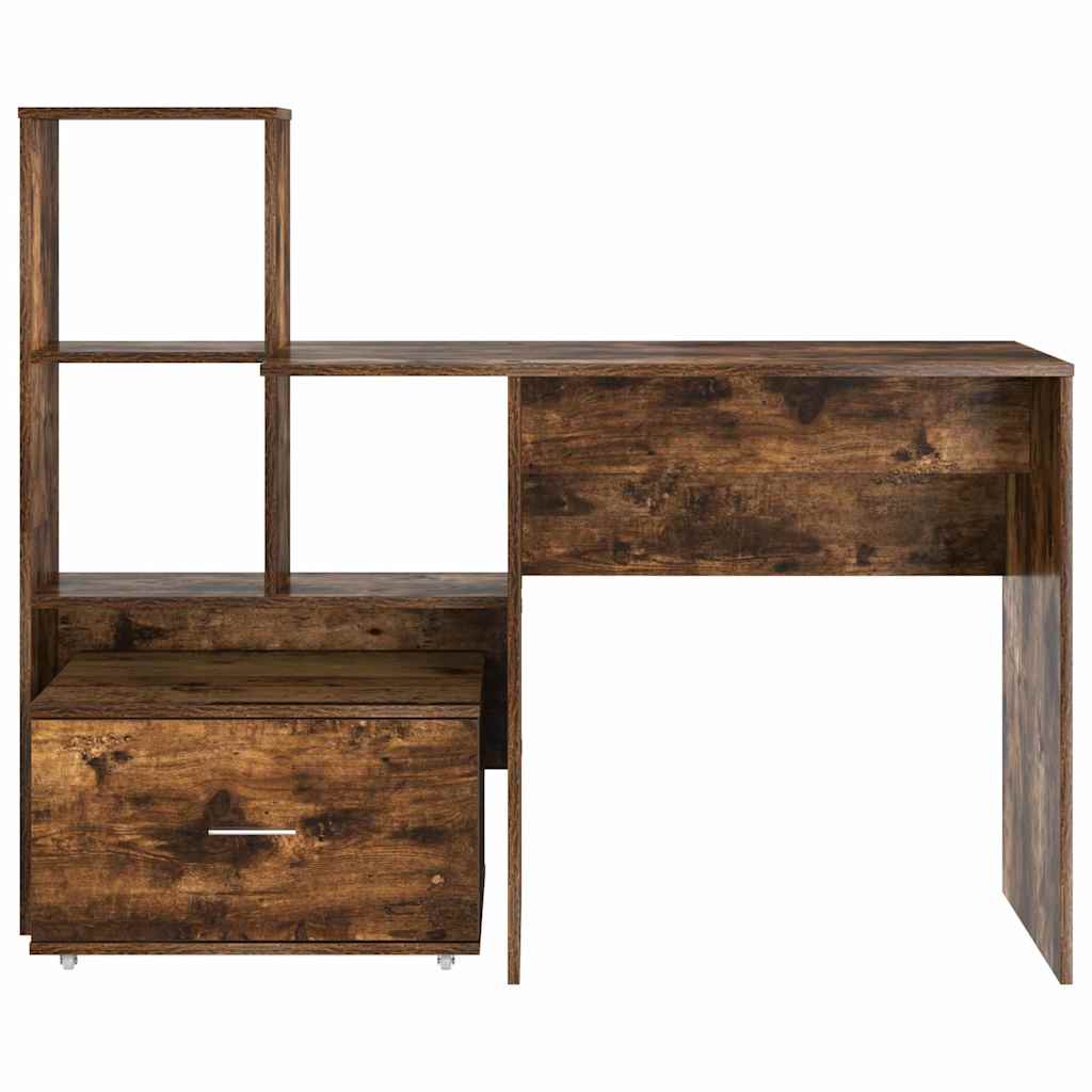 Bureau Gerookt eiken 131,5 x 50 x 106,5 cm Bewerkt hout is nu te koop bij PeponiXL, paradijselijk wonen!