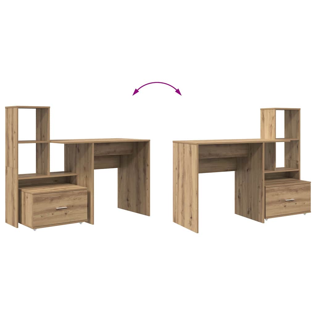 Bureau Artisan Eiken 131,5 x 50 x 106,5 cm Bewerkt hout is nu te koop bij PeponiXL, paradijselijk wonen!