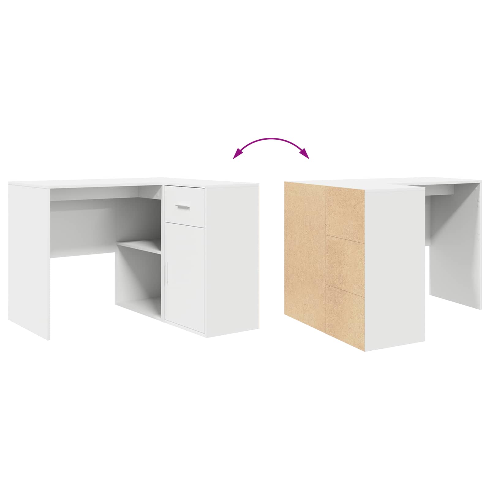Hoekbureau met lade Wit 102 x 88 x 75 cm is nu te koop bij PeponiXL, paradijselijk wonen!